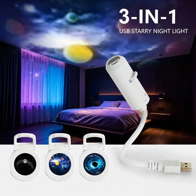 Galaxy Projector Night Light 360° Rotate LED Starry Sky Ambient Lamp For Party Home Decoration