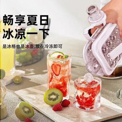 Portable Ice Cube Tray 2-in-1 Portable Puck Making Water Bottle with 17 Grid Flat Lid Cooling Cube Molds Kitchen Accessories