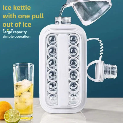 Portable Ice Cube Tray 2-in-1 Portable Puck Making Water Bottle with 17 Grid Flat Lid Cooling Cube Molds Kitchen Accessories