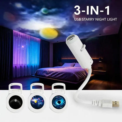 Galaxy Projector Night Light 360° Rotate LED Starry Sky Ambient Lamp For Party Home Decoration