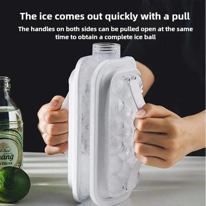 Portable Ice Cube Tray 2-in-1 Portable Puck Making Water Bottle with 17 Grid Flat Lid Cooling Cube Molds Kitchen Accessories