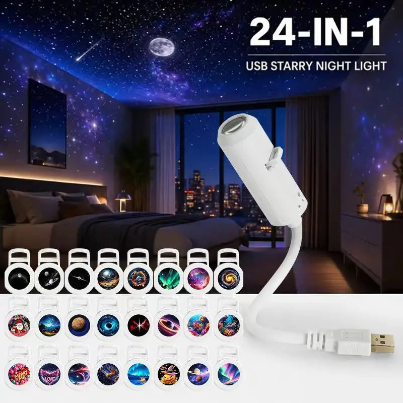 Galaxy Projector Night Light 360° Rotate LED Starry Sky Ambient Lamp For Party Home Decoration